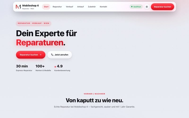 Startseite von mobileshop4.at